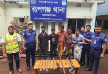 রূপগঞ্জে ডাকাতি হাওয়া স্বর্ণ উদ্ধার , ৫ ডাকাতসহ ধারালো উদ্ধার